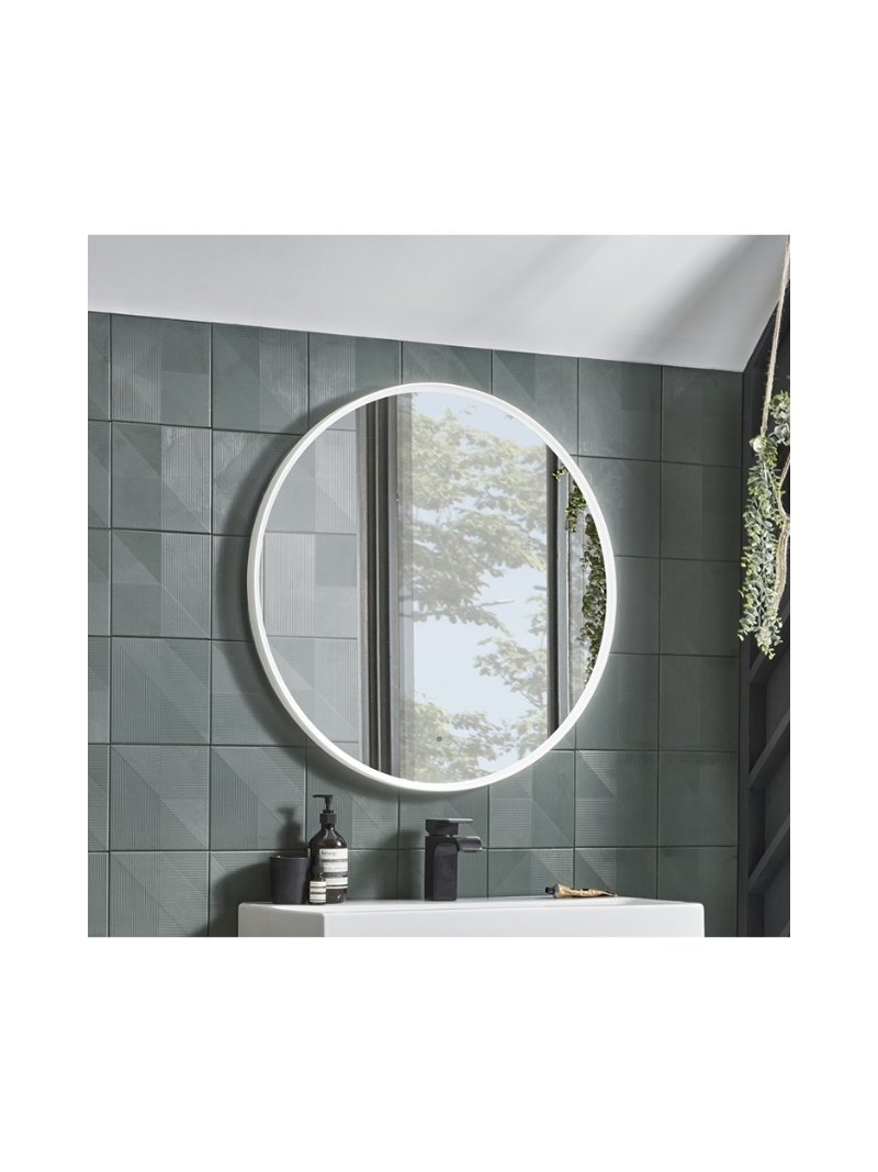 Bathroom Mirror - Round White Metal Frame (60x60) - Bathroom Nepal