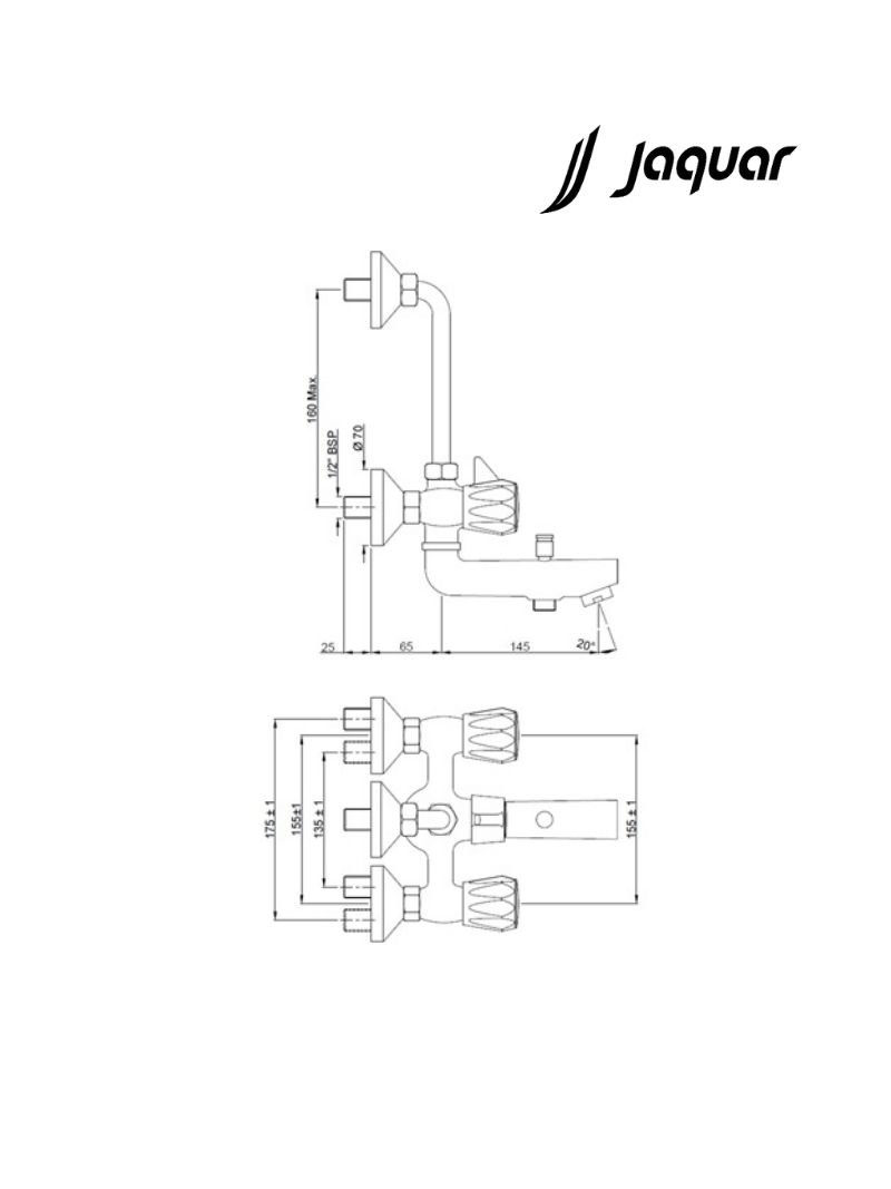 Jaquar CON-CHR-281KN - Wall Mixer 3-in-1 - Technical Image