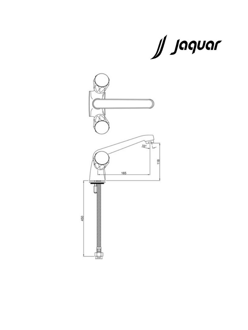 Jaquar CON-CHR-309KNBM - Sink Mixer with Swinging Spout (Table Mounted) - Technical Image