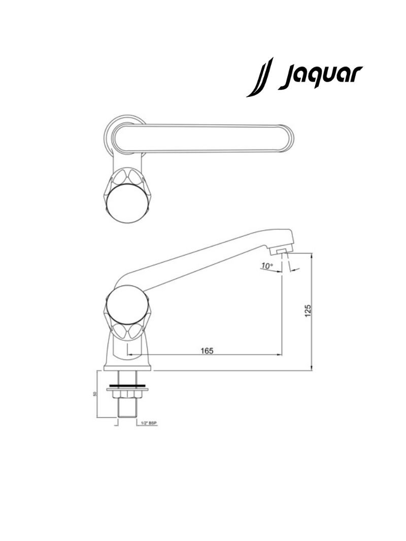 Jaquar CON-CHR-349KNM - Sink Cock with Swinging Spout (Table Mounted Model) - Technical Image - Bathroom Nepal